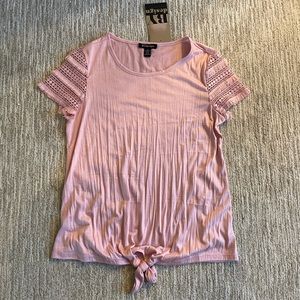 Pink front tie shirt